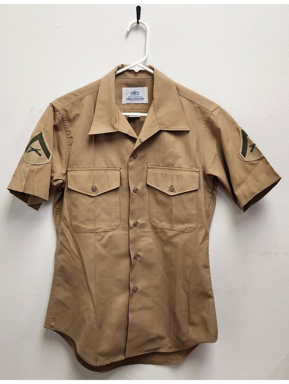 USMC Khaki Service Dress Shirt Short Sleeve Men Size 15 Woolrich Lance Corporal